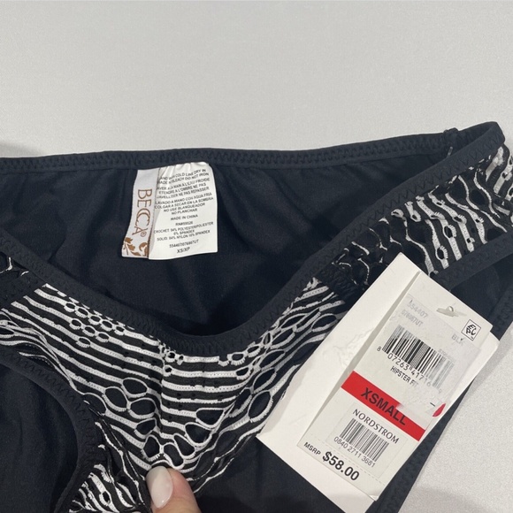 NWT Becca Reveal Hipster‎ Bikini Bottoms in Black/White [ XS ] - Picture 7 of 12
